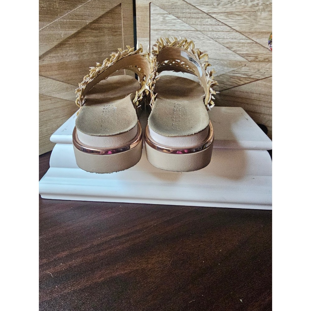 Ateliers Italy Foil Fringe Slides Sandals 6.5 Rose Gold Emery Platform Slipon592 - Picture 6 of 10